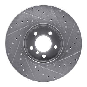 Land Rover Range Rover Brake Rotor (1) - Front Left - R1 Concepts - Drilled & Slotted - Silver - `03-`05